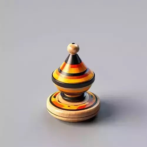 Realistic Wooden Spinning Top Toy Low-poly 3D model