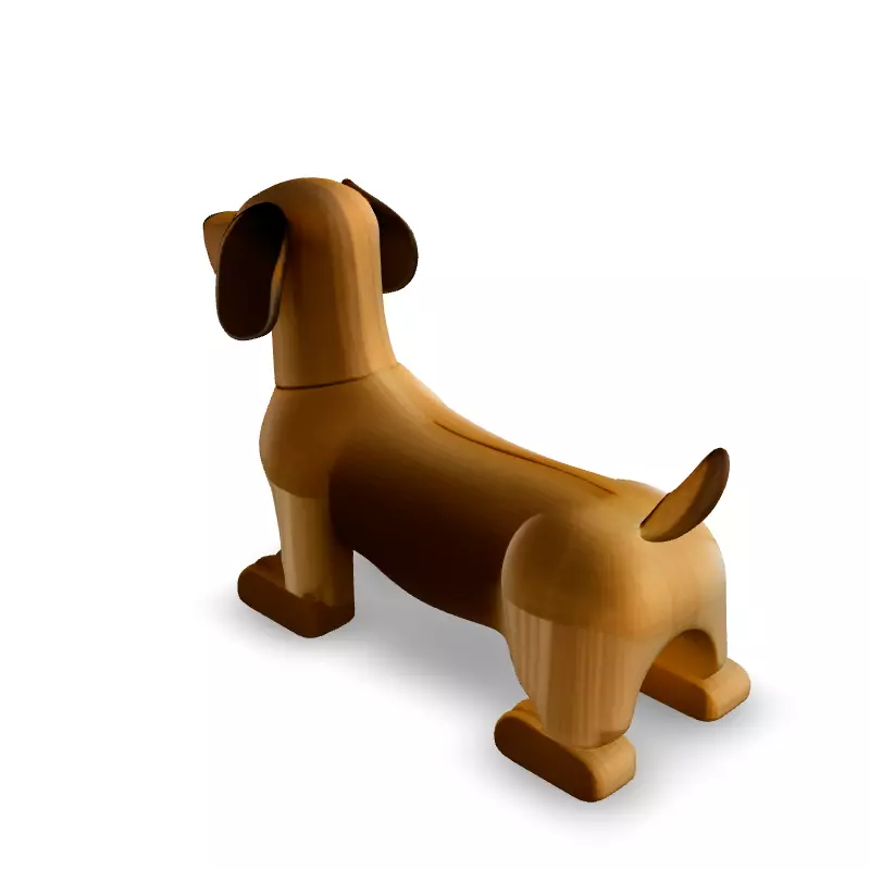 Low Poly Wooden Dachshund Dog Low-poly 3D model_4