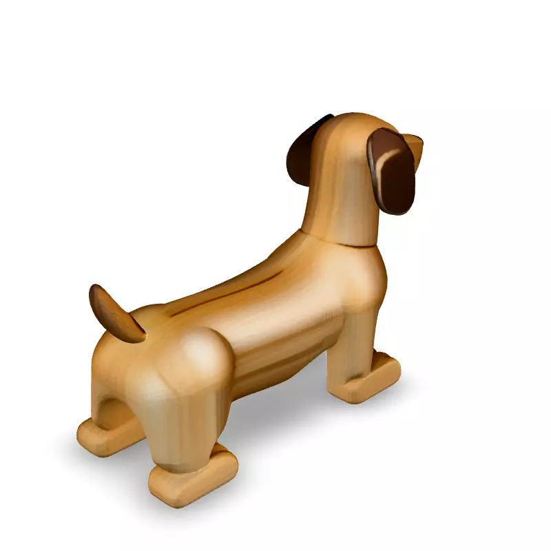 Low Poly Wooden Dachshund Dog Low-poly 3D model_5
