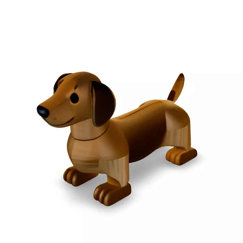 Low Poly Wooden Dachshund Dog Low-poly 3D model_1