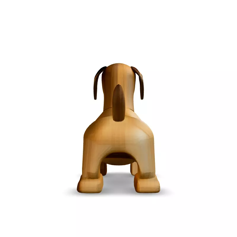 Low Poly Wooden Dachshund Dog Low-poly 3D model_6