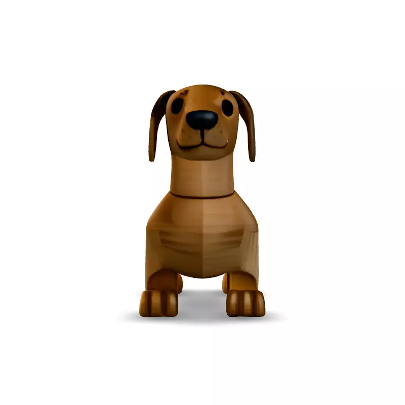 Low Poly Wooden Dachshund Dog Low-poly 3D model_3