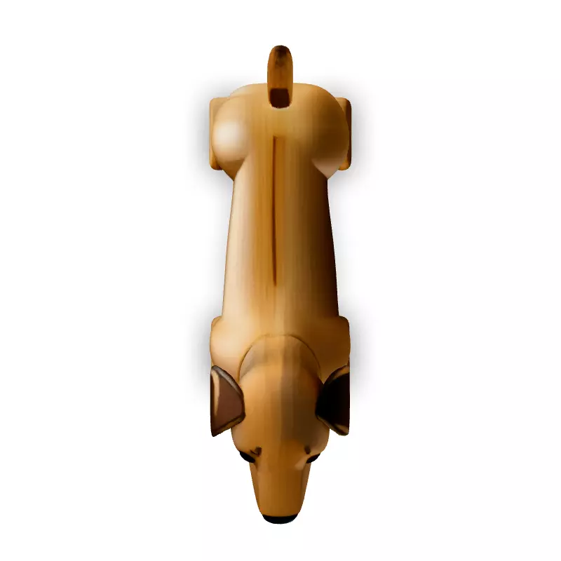 Low Poly Wooden Dachshund Dog Low-poly 3D model_7
