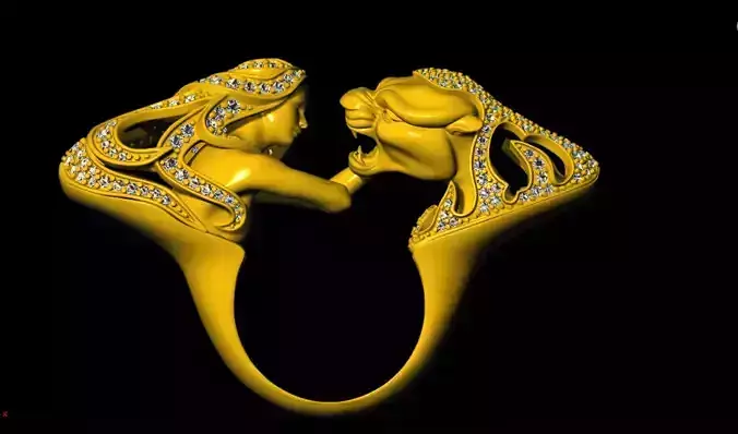 LADY WITH LION UNIQUE RING