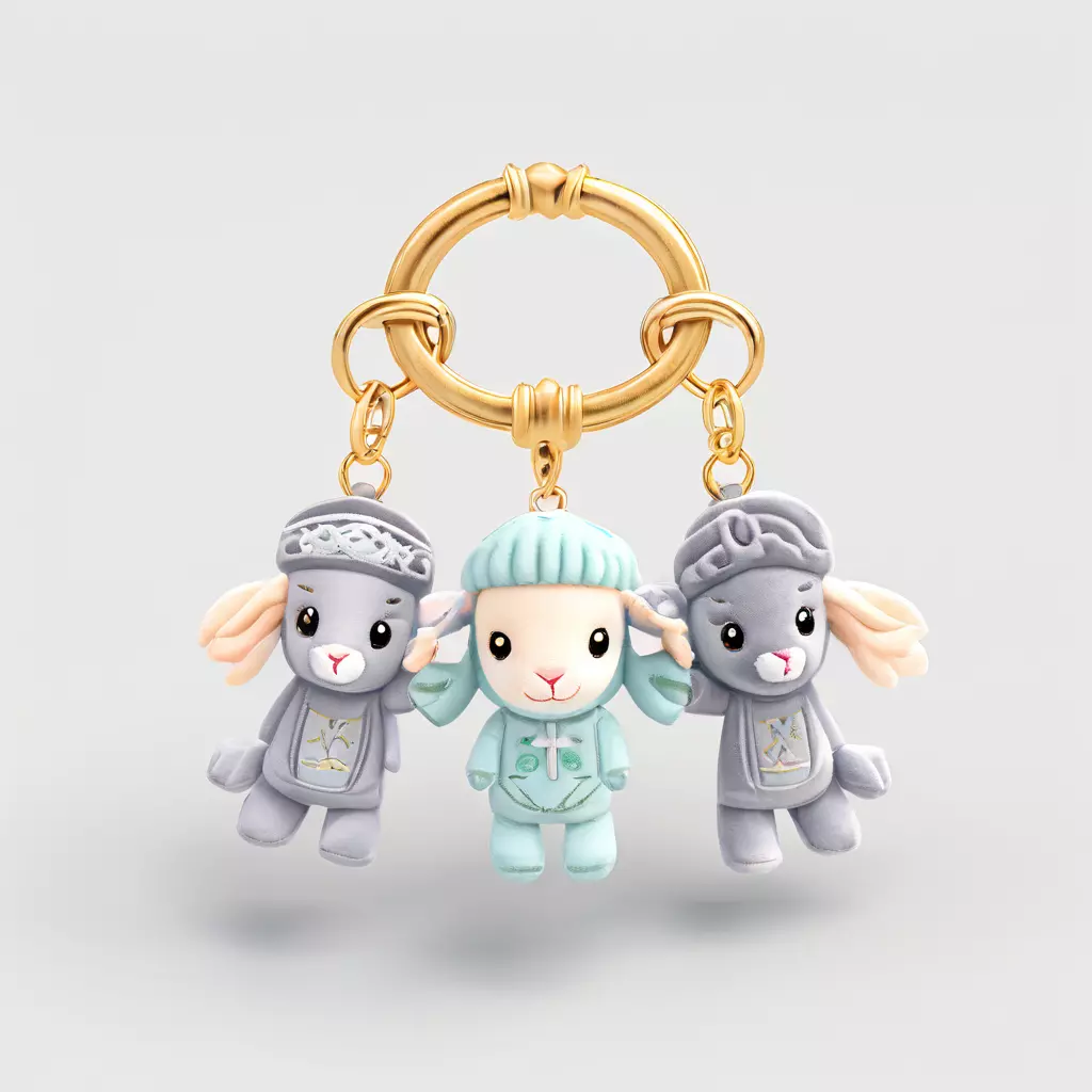 Cute Cartoon Sheep Keychain 3D Model Low-poly 3D model_0