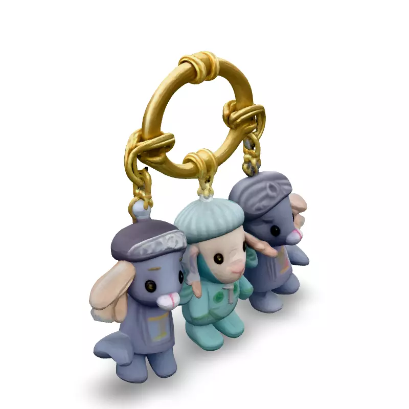 Cute Cartoon Sheep Keychain 3D Model Low-poly 3D model_2