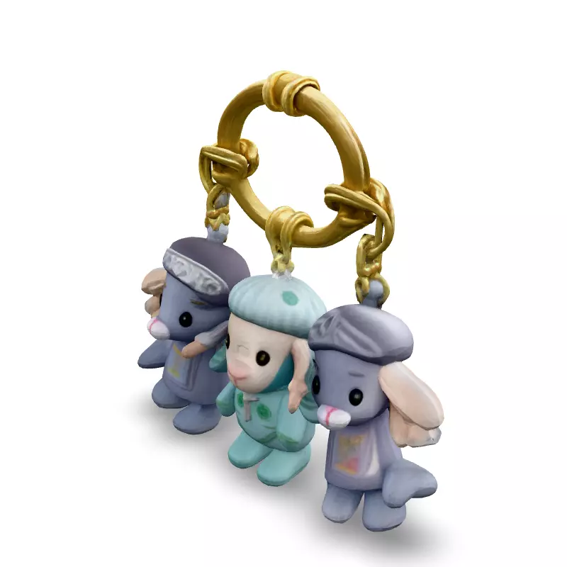 Cute Cartoon Sheep Keychain 3D Model Low-poly 3D model_1