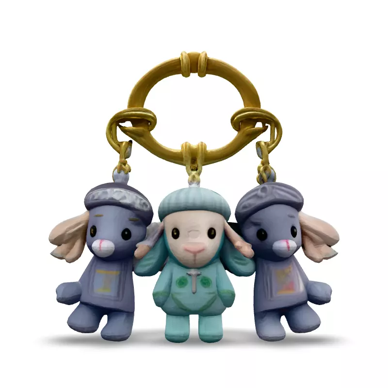 Cute Cartoon Sheep Keychain 3D Model Low-poly 3D model_3