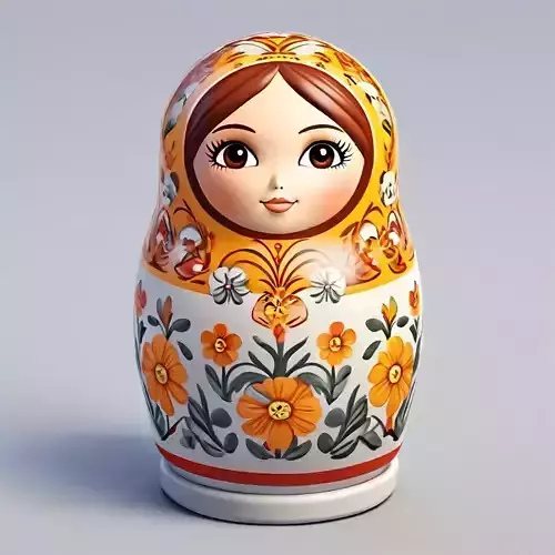 3D Russian Nesting Doll Matryoshka Low-poly 3D model