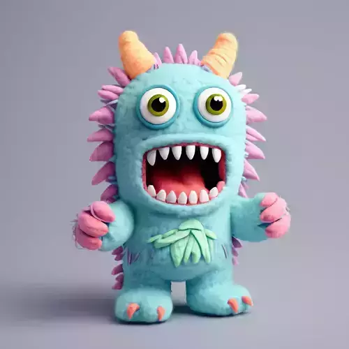 Cute Cartoon Monster Rigged 3D Model