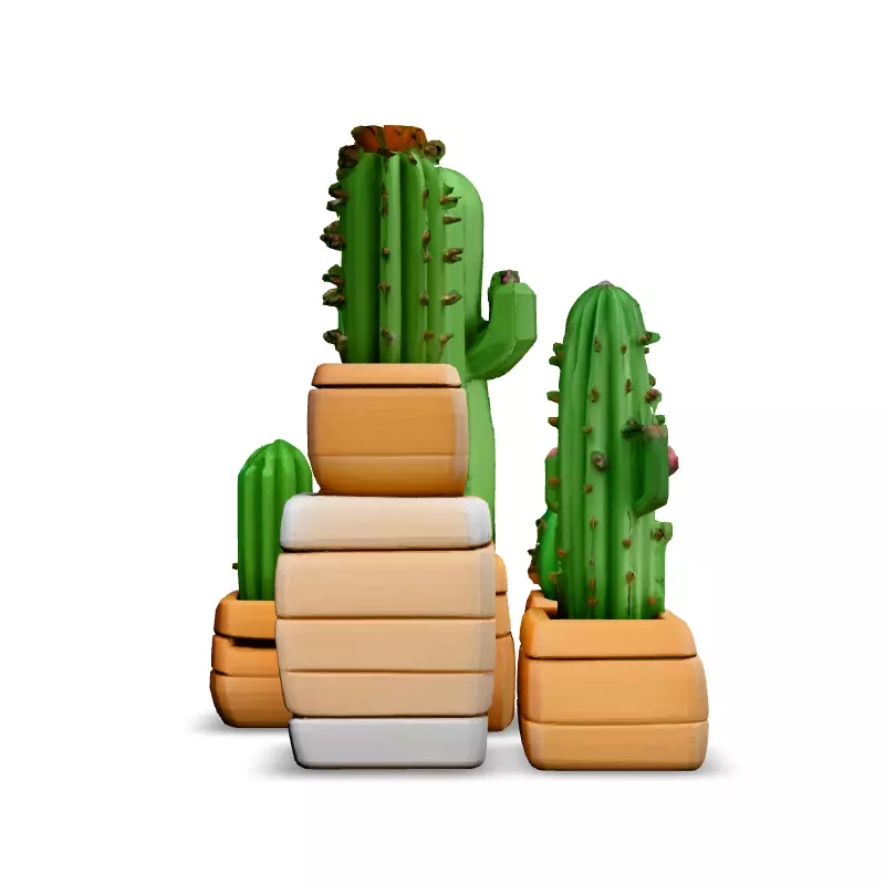 Low Poly Cactus Collection Low-poly 3D model_3
