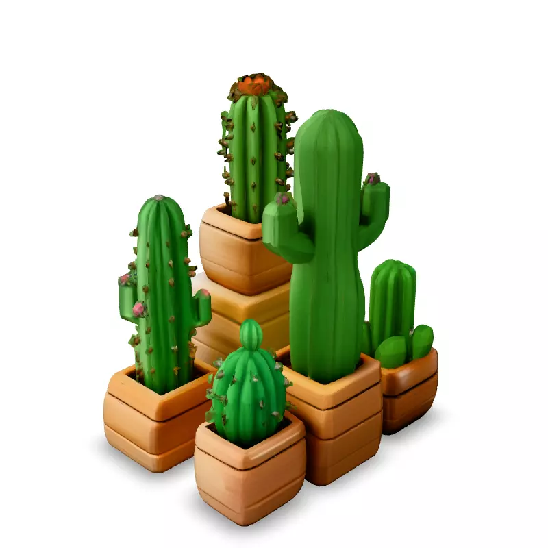 Low Poly Cactus Collection Low-poly 3D model_4
