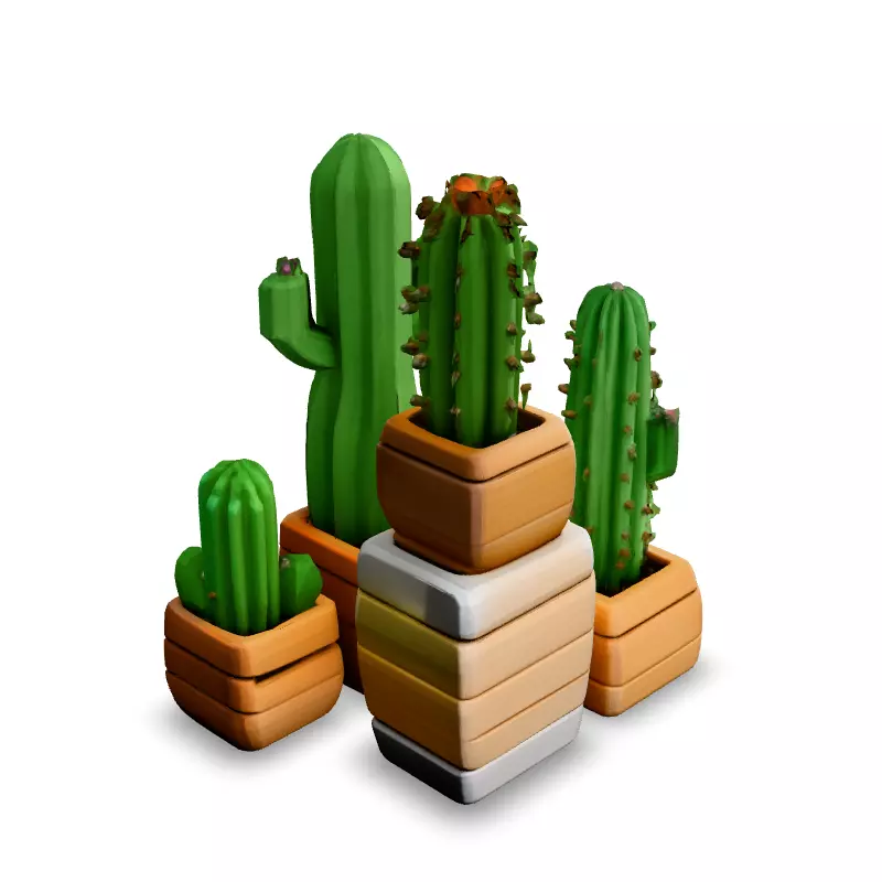 Low Poly Cactus Collection Low-poly 3D model_2