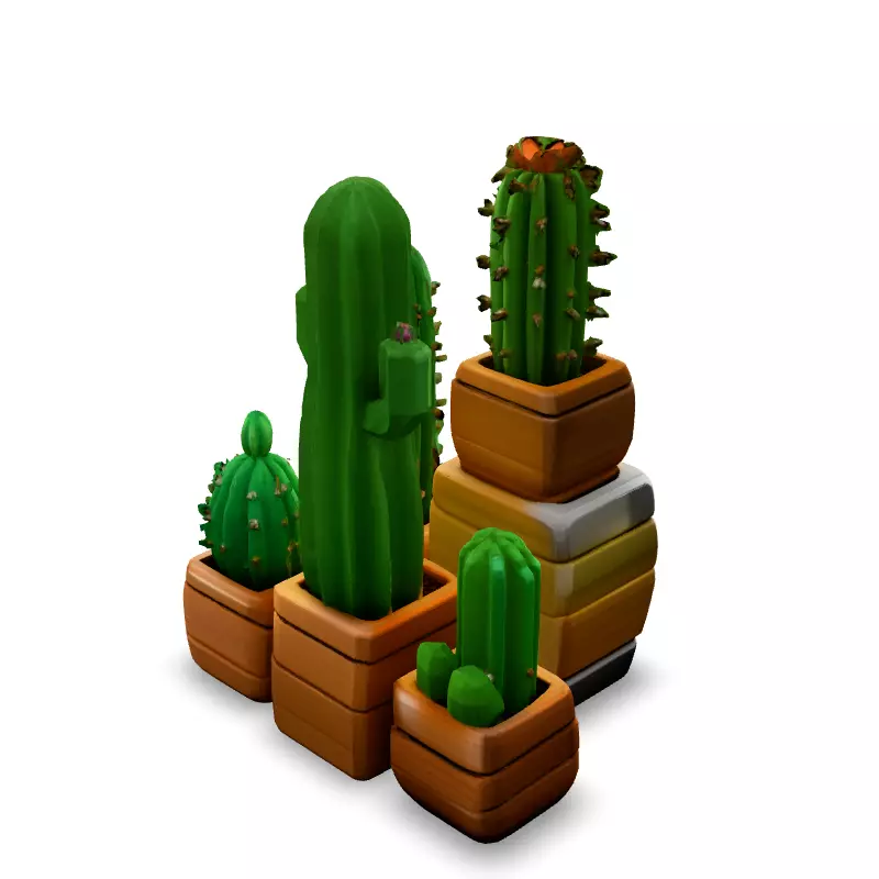 Low Poly Cactus Collection Low-poly 3D model_5