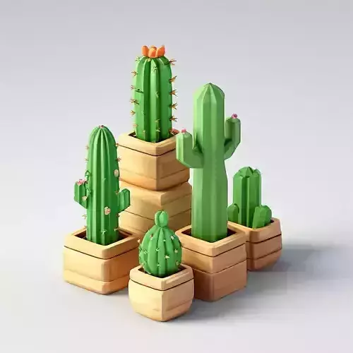 Low Poly Cactus Collection Low-poly 3D model