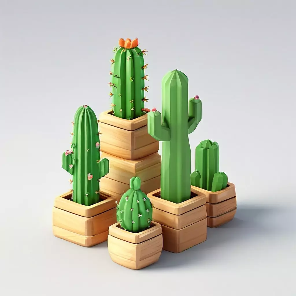 Low Poly Cactus Collection Low-poly 3D model_0