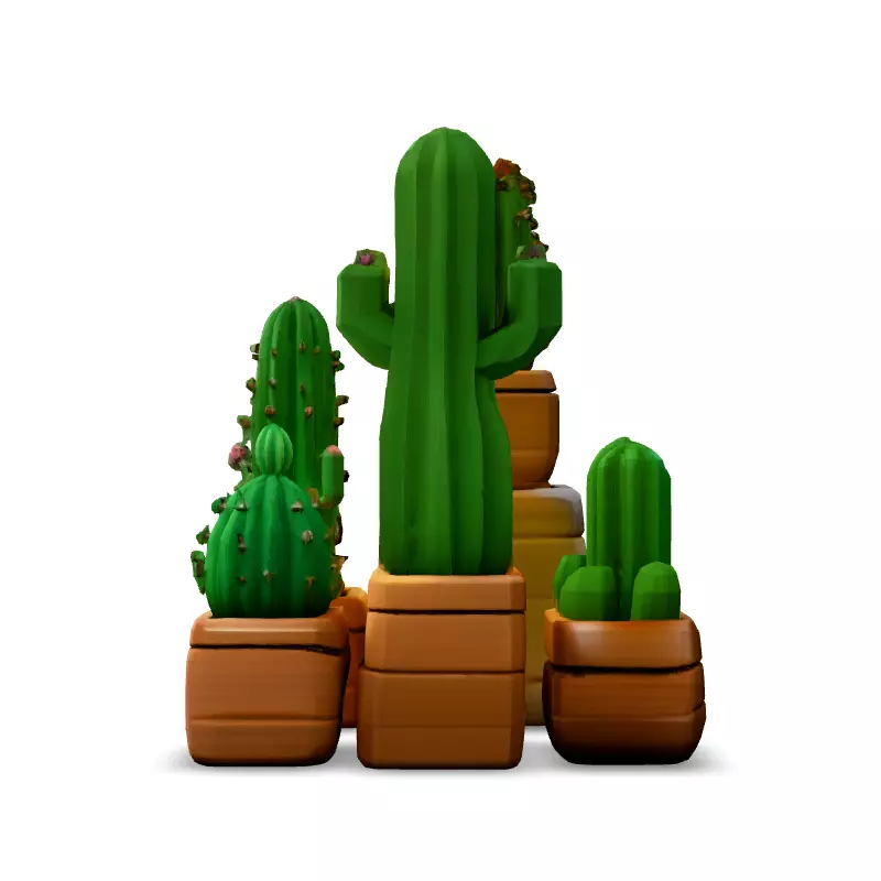 Low Poly Cactus Collection Low-poly 3D model_6