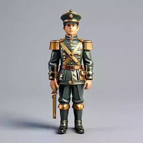Stylized Military Officer 3D Model Low-poly 3D model