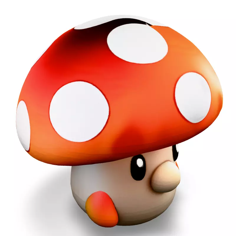Cute Cartoon Mushroom Character Model Low-poly 3D model_2