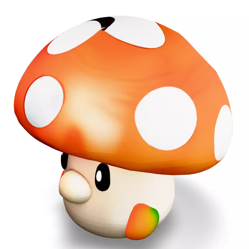 Cute Cartoon Mushroom Character Model Low-poly 3D model_1