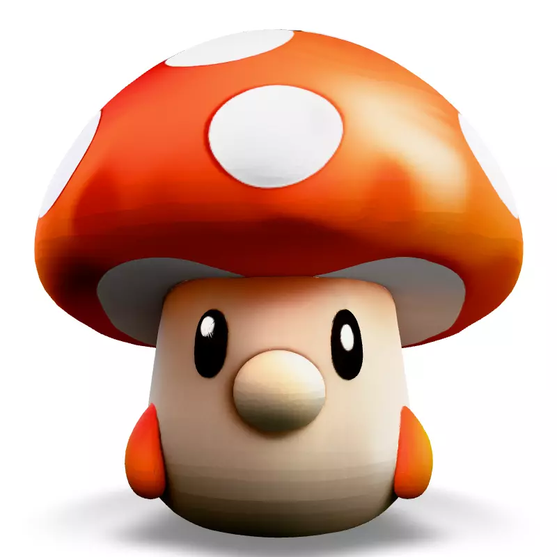 Cute Cartoon Mushroom Character Model Low-poly 3D model_3
