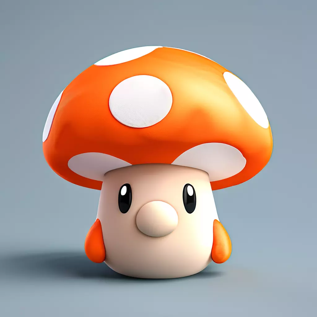 Cute Cartoon Mushroom Character Model Low-poly 3D model_0