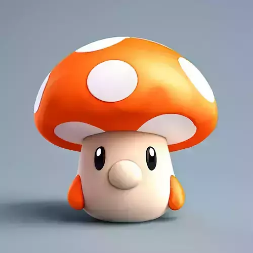 Cute Cartoon Mushroom Character Model Low-poly 3D model