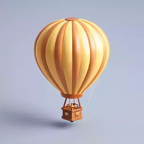 Low Poly Cartoon Hot Air Balloon