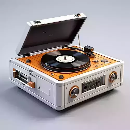 Retro Portable Record Player 3D Model