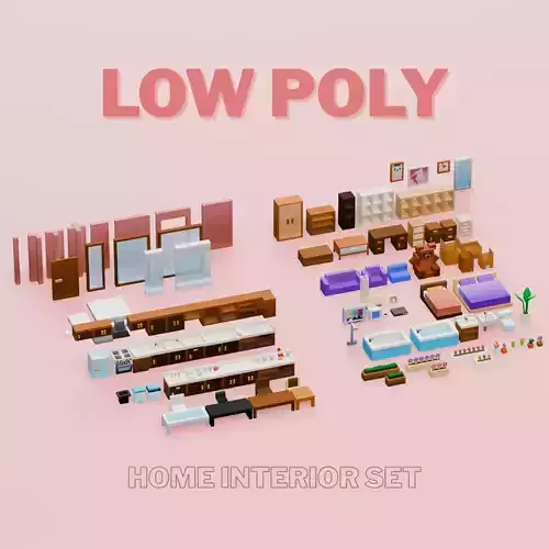 Low-Poly Room Interior Set Low-poly 3D model
