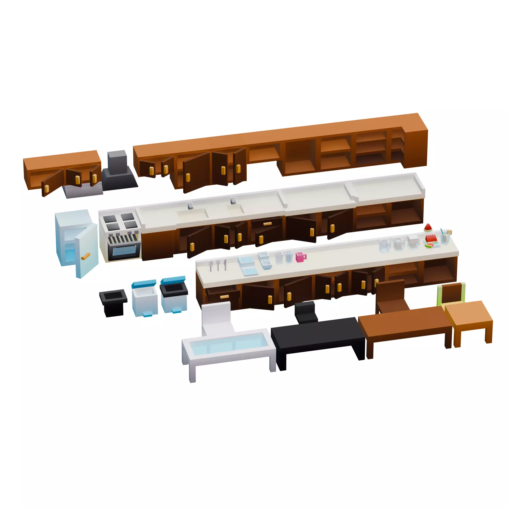 Low-Poly Room Interior Set Low-poly 3D model_3