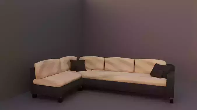 Modern L Shaped Sofa Low Poly Game Ready Couch