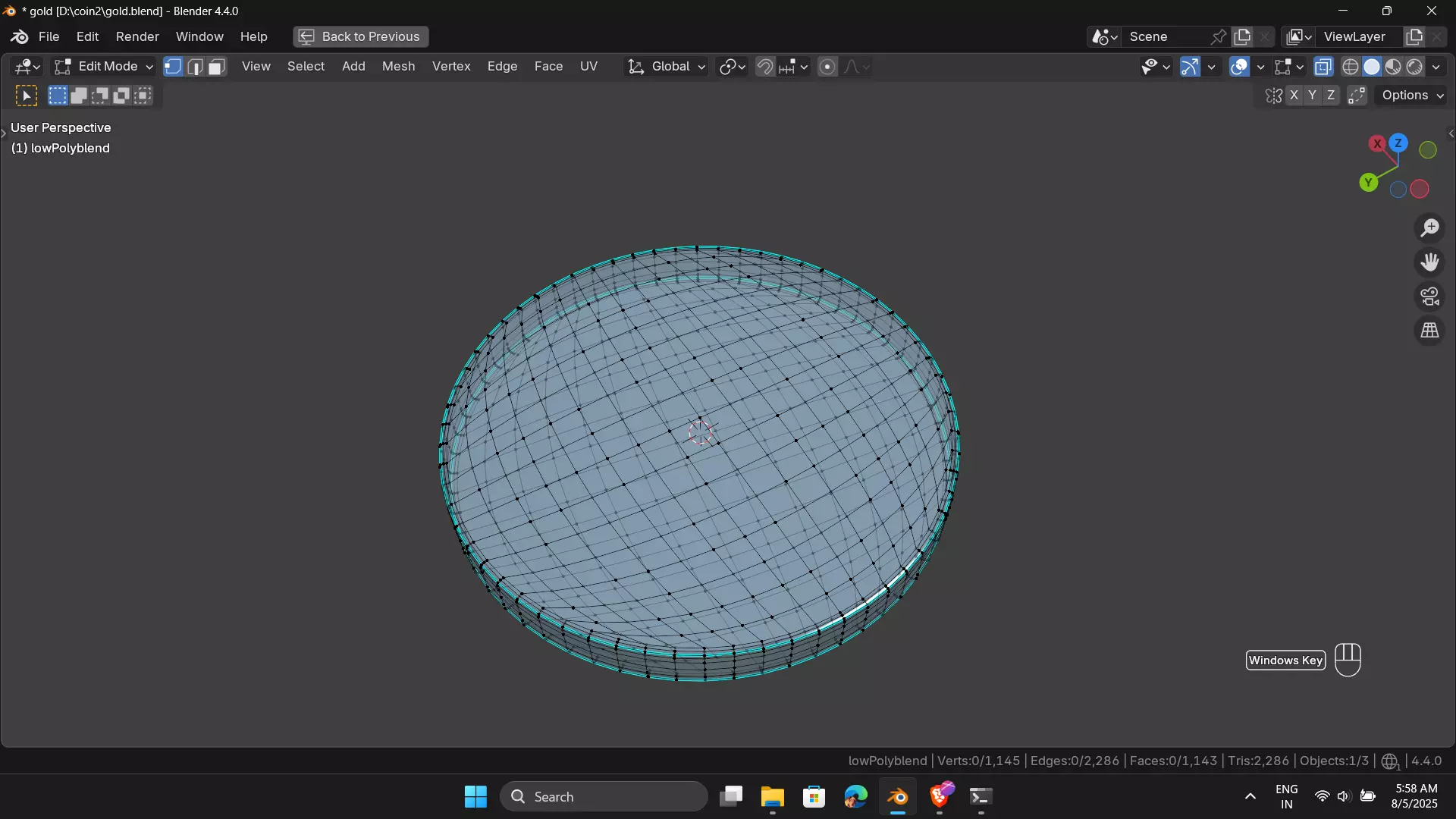 Gold Silver and Bronze coin Low-poly 3D model_6