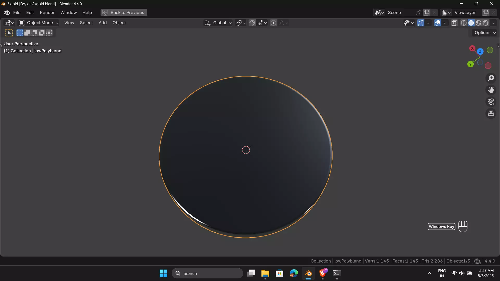 Gold Silver and Bronze coin Low-poly 3D model_5