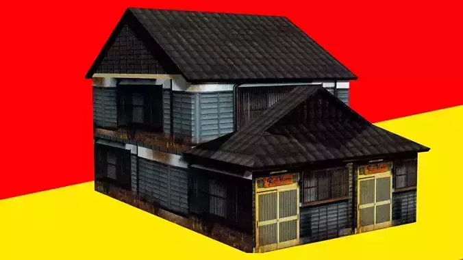 Super Lowpoly Japanese Dual-Roof House Low-poly 3D model