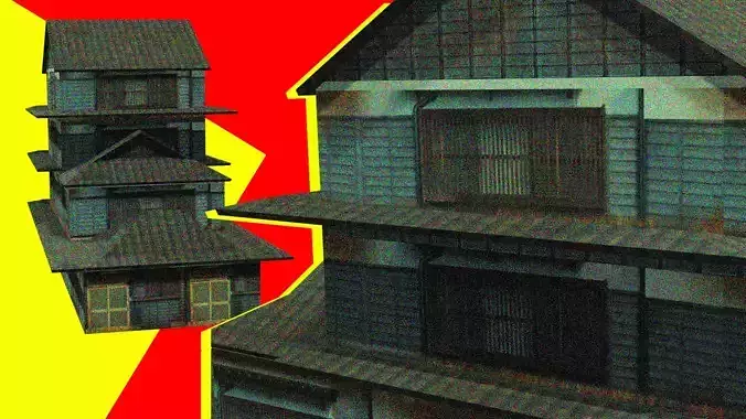 Super Lowpoly Traditional House Complex Low-poly 3D model
