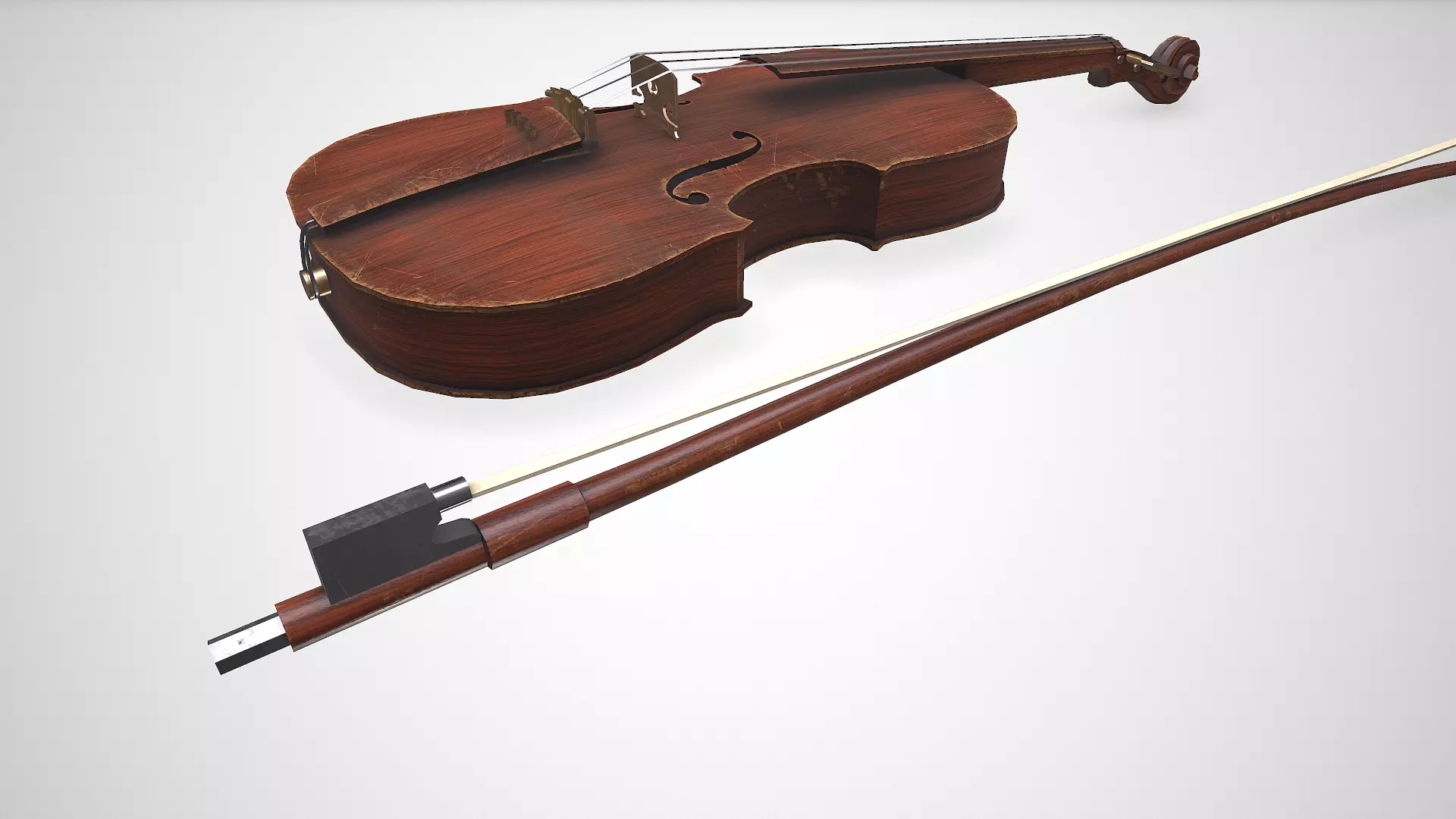 Old Violin low-poly PBR Low-poly 3D model_18