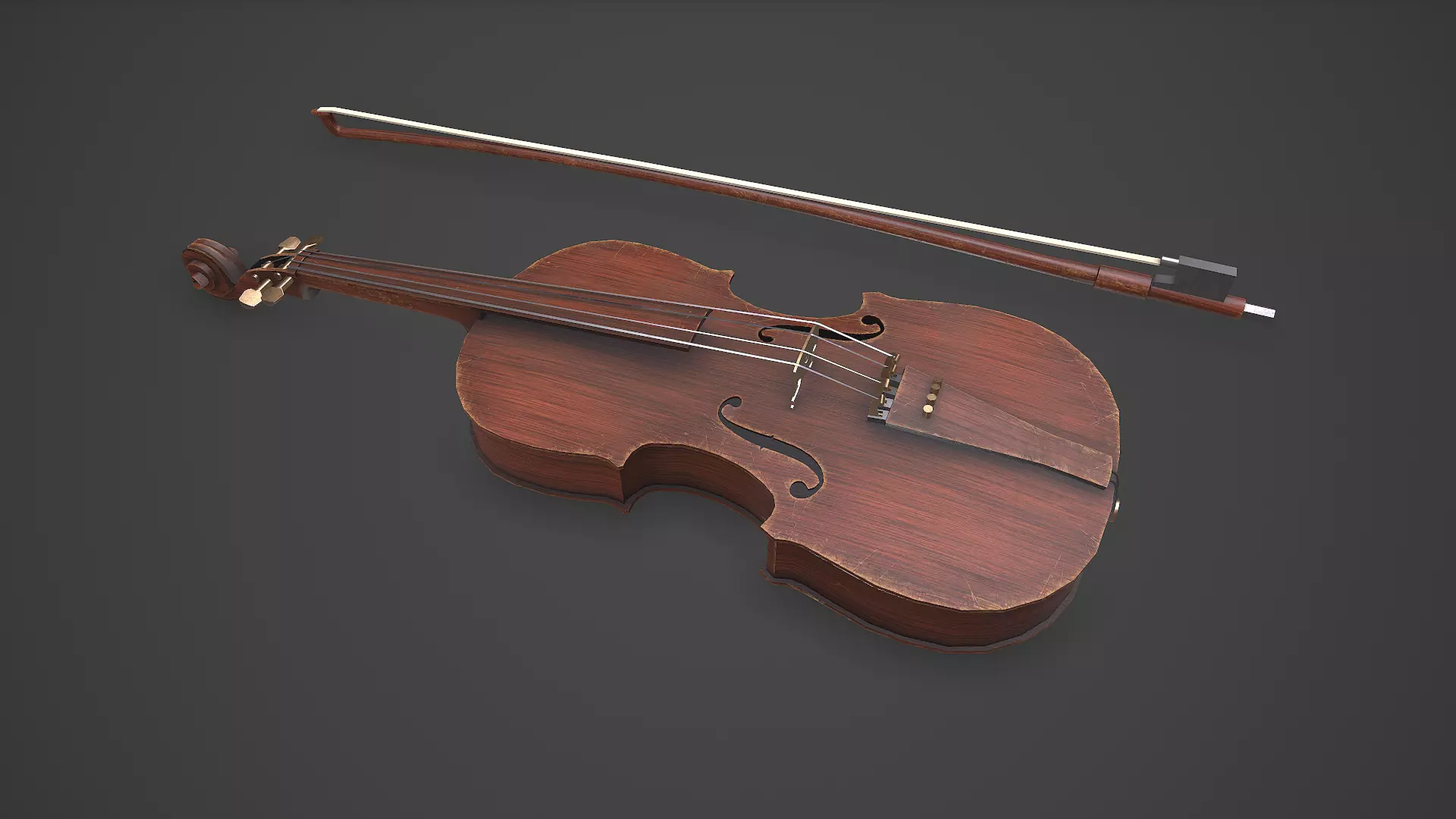 Old Violin low-poly PBR Low-poly 3D model_2