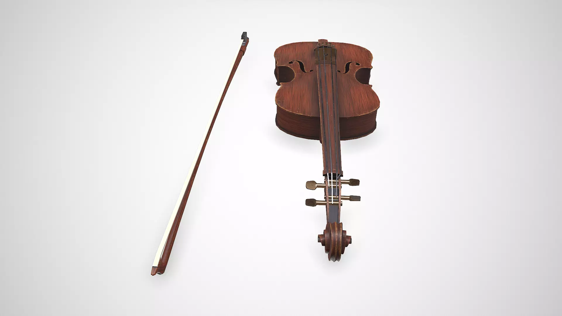 Old Violin low-poly PBR Low-poly 3D model_9