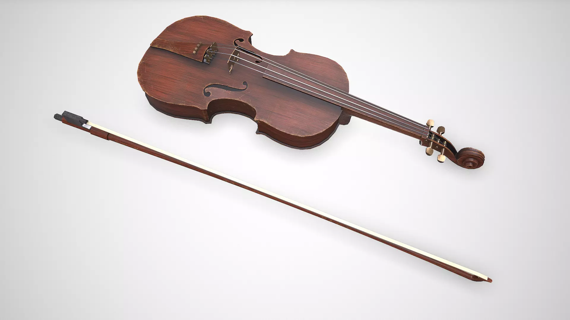 Old Violin low-poly PBR Low-poly 3D model_8