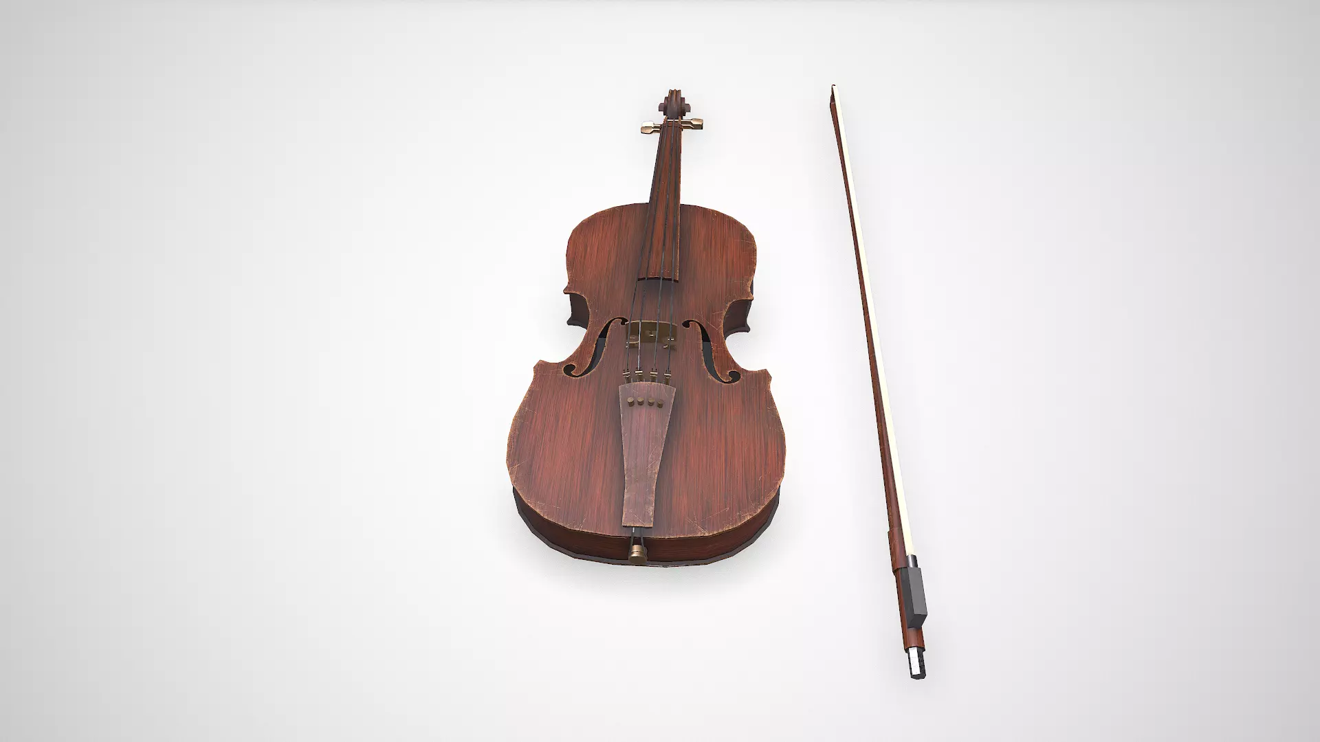 Old Violin low-poly PBR Low-poly 3D model_10