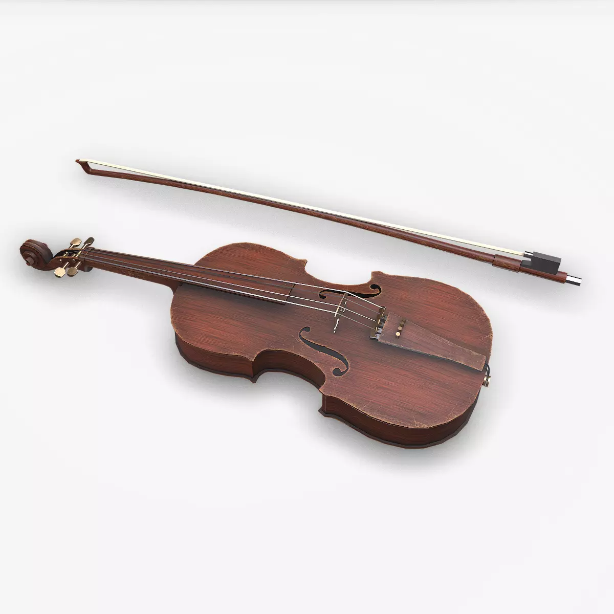 Old Violin low-poly PBR Low-poly 3D model_0