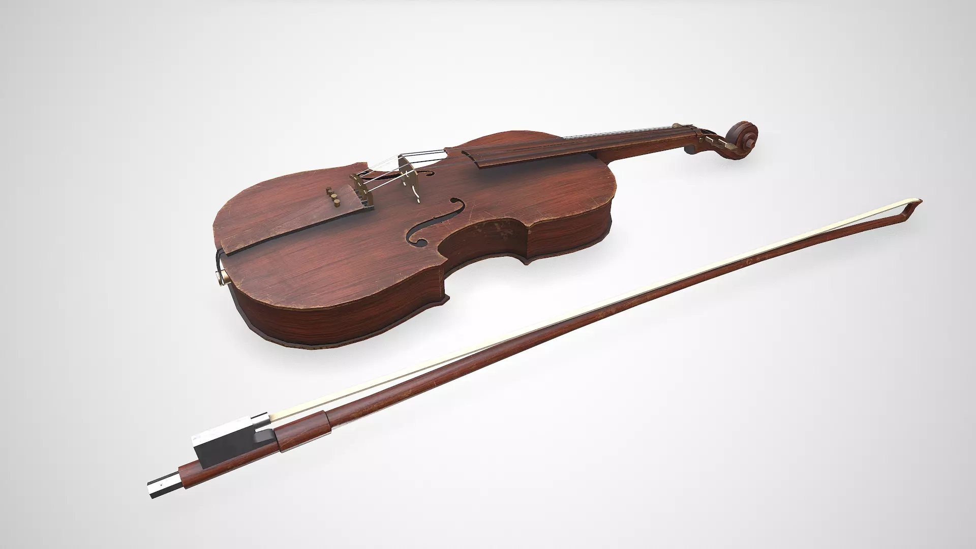 Old Violin low-poly PBR Low-poly 3D model_6