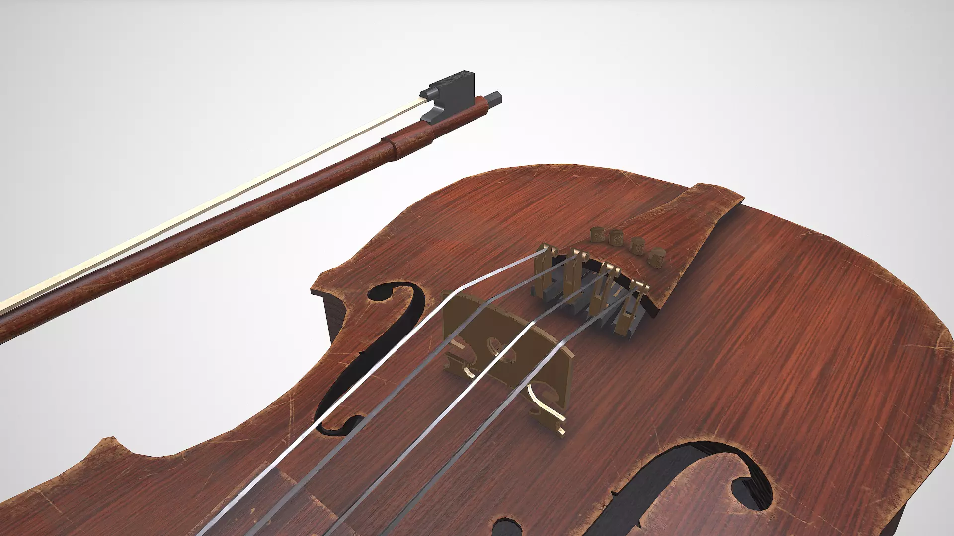 Old Violin low-poly PBR Low-poly 3D model_21