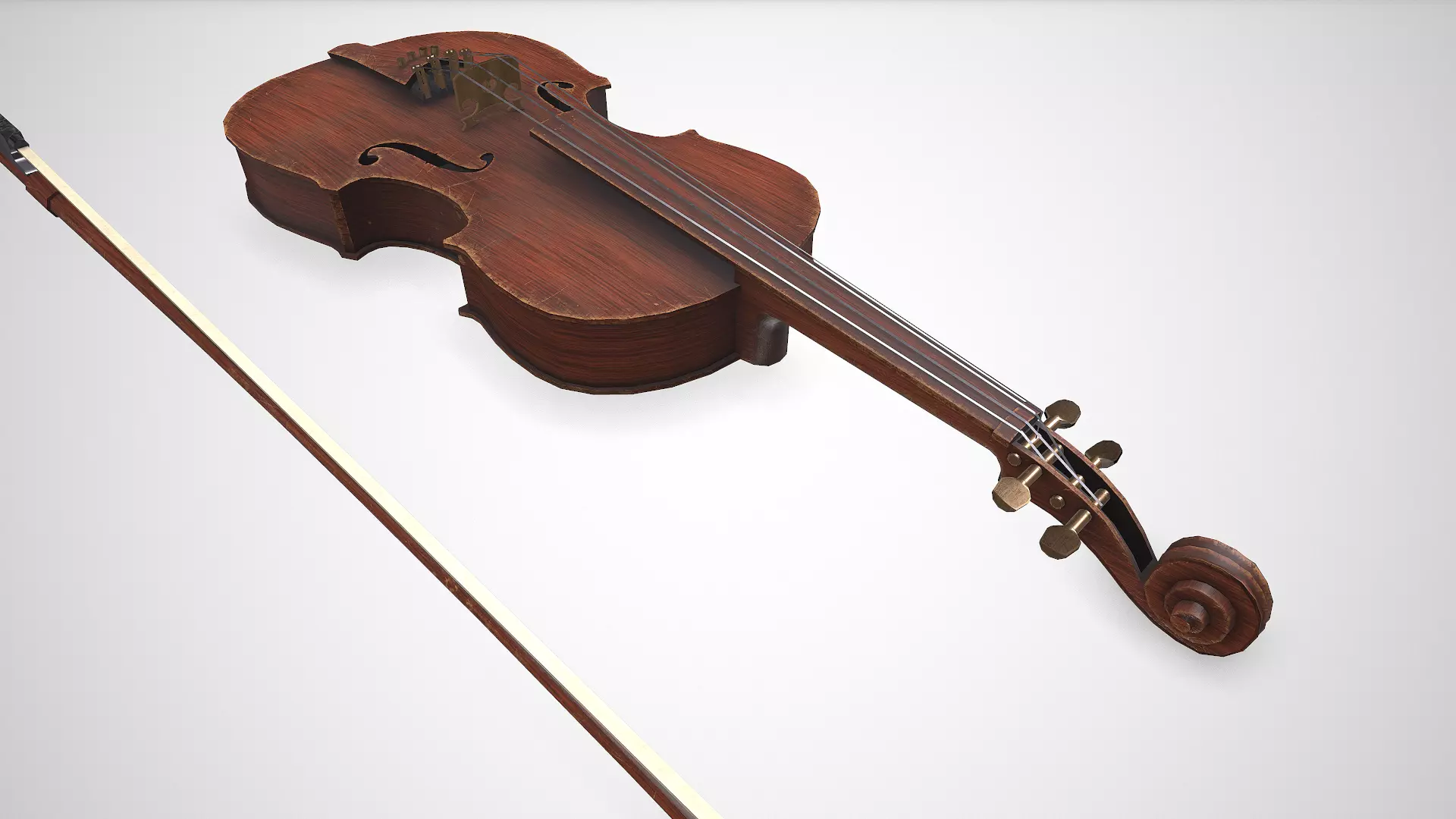 Old Violin low-poly PBR Low-poly 3D model_22