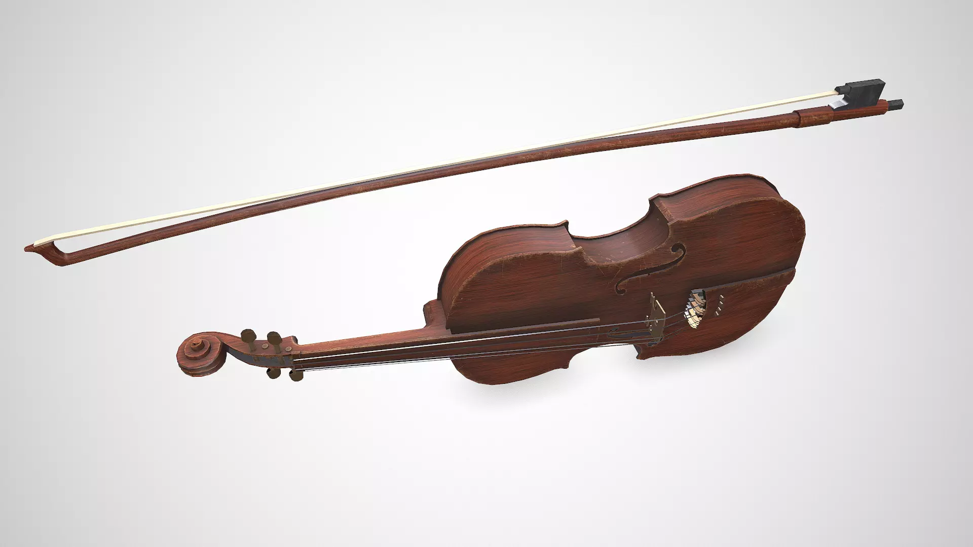 Old Violin low-poly PBR Low-poly 3D model_11