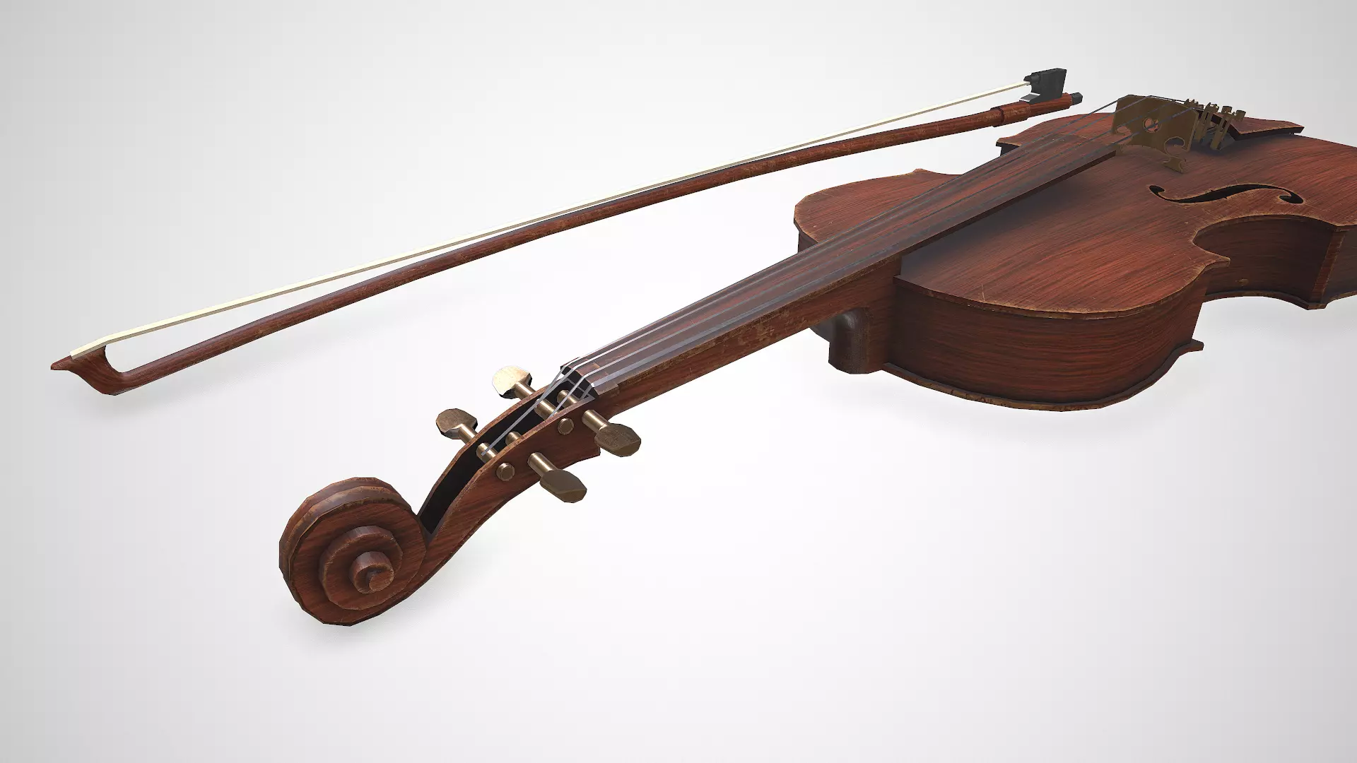Old Violin low-poly PBR Low-poly 3D model_5