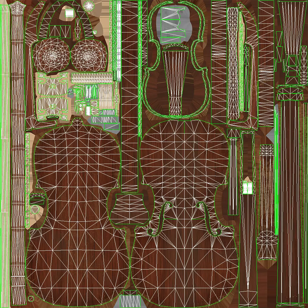 Old Violin low-poly PBR Low-poly 3D model_27