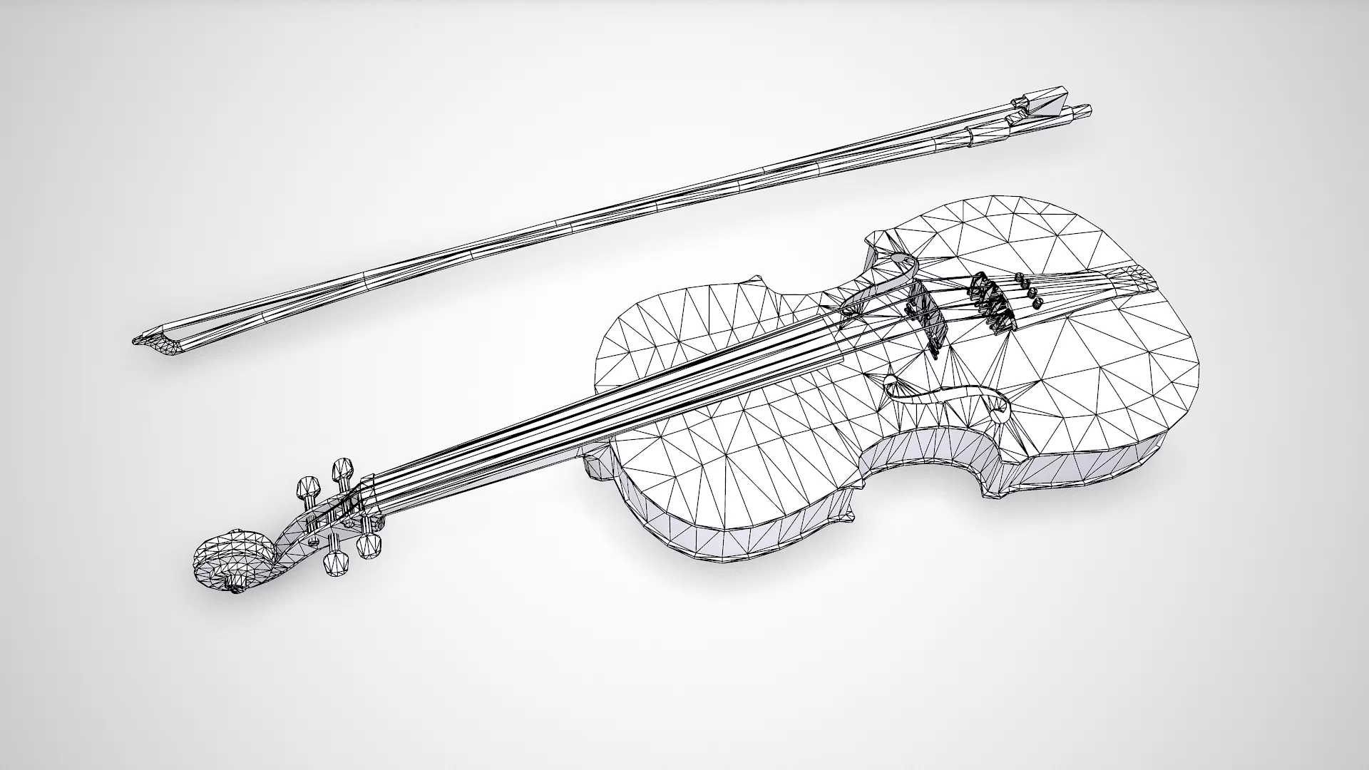 Old Violin low-poly PBR Low-poly 3D model_23