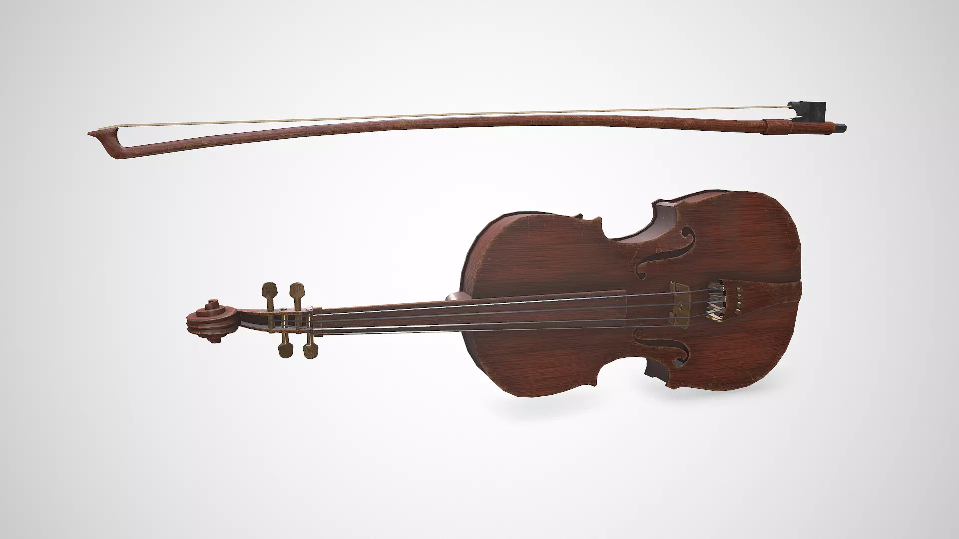 Old Violin low-poly PBR Low-poly 3D model_13